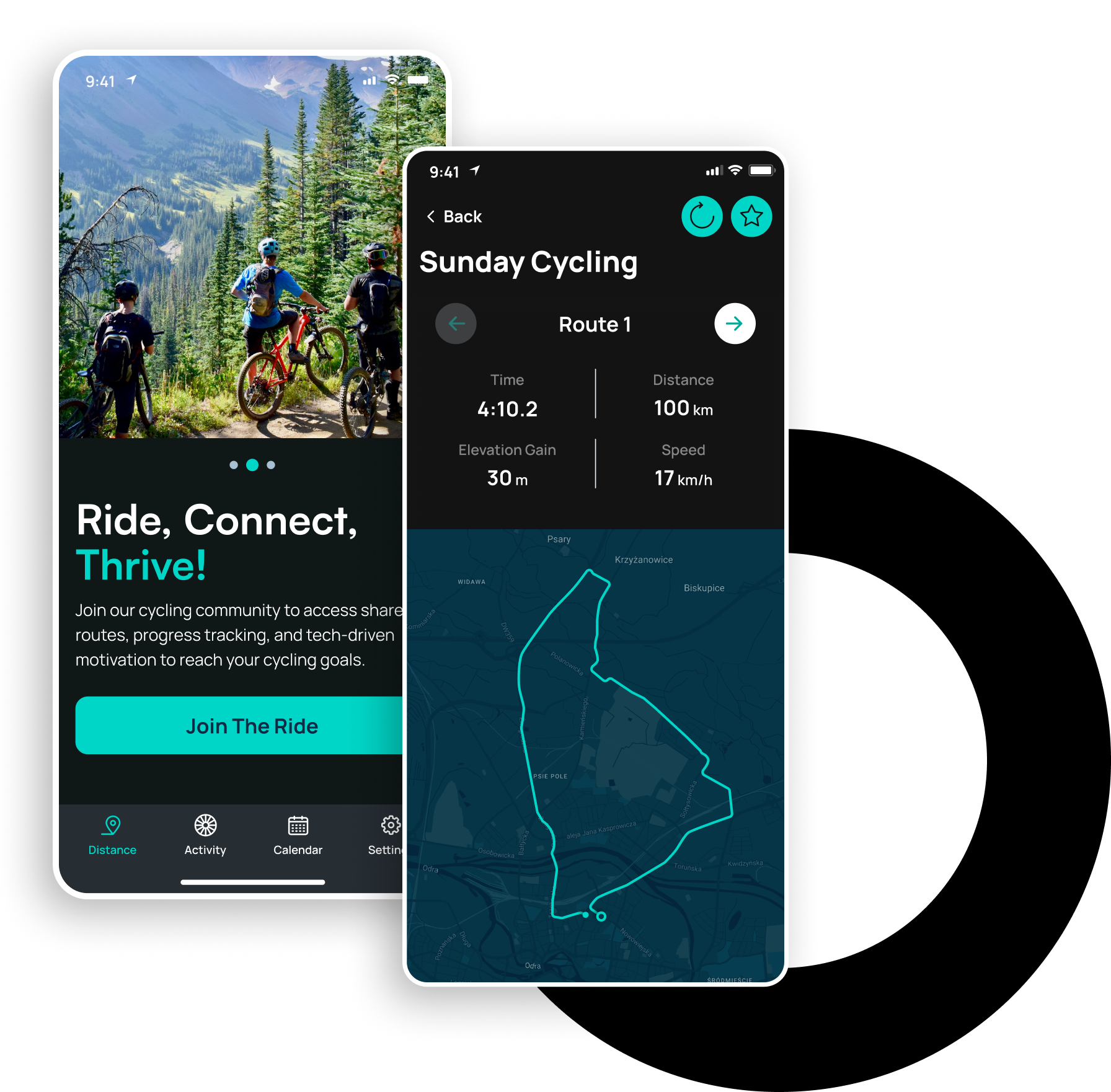 Cycling App Mockup Z Granatowym Kółkiem